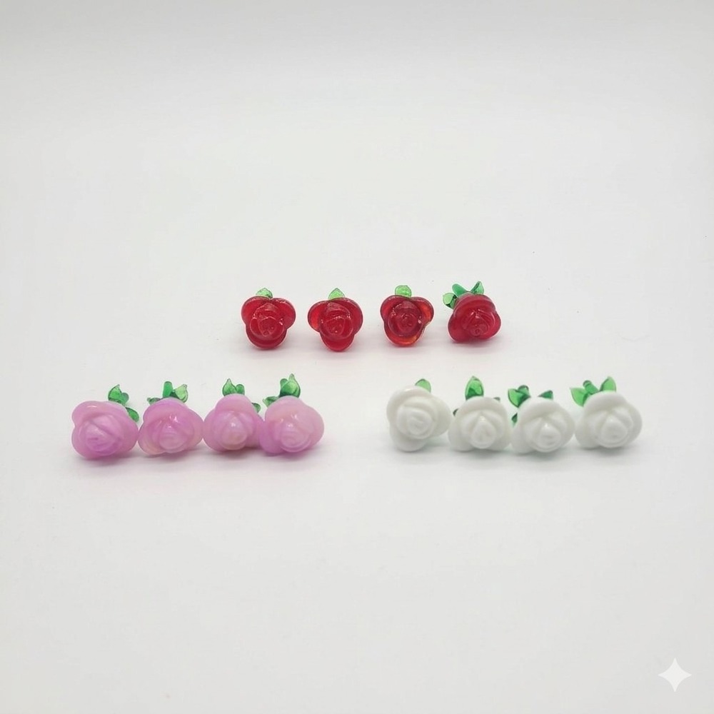 Vtg Lillian Vernon‎ Mini Glass Rose Scatters 12 Pink Red White 90s Cottagecore